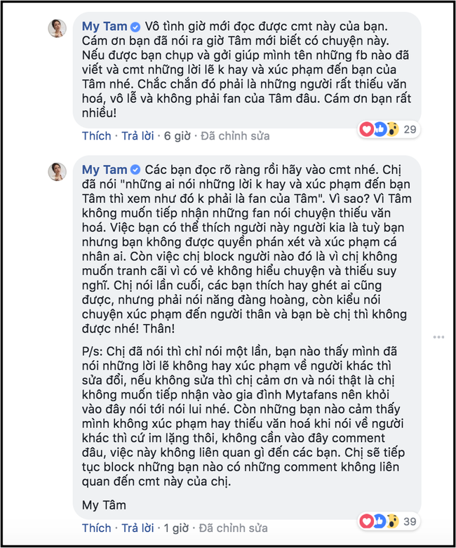 Lần đầu tiên, Mỹ Tâm gay gắt tranh luận với khán giả trên mạng xã hội-2
