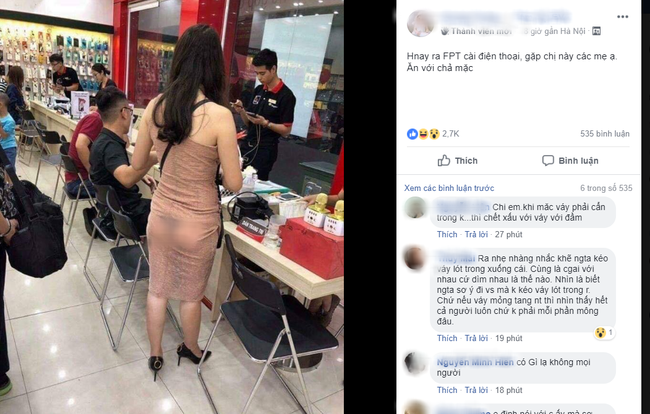 Bức ảnh cô gái trẻ hớ hênh trong cửa hàng điện thoại gây sửng sốt, nhưng thái độ người chụp mới gây tranh cãi-1