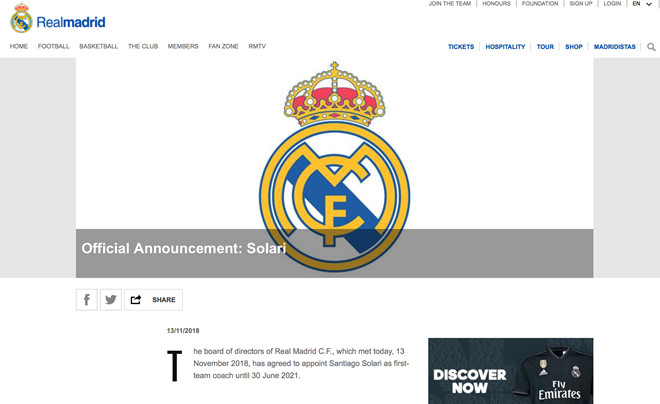 Real chính thức bổ nhiệm Solari làm HLV trưởng đến năm 2021-1