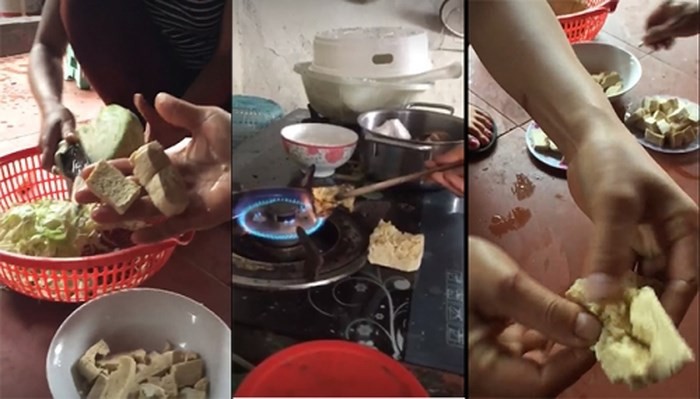 Xôn xao clip đậu phụ bóp không vỡ, đốt cháy khét ở Nghệ An-1