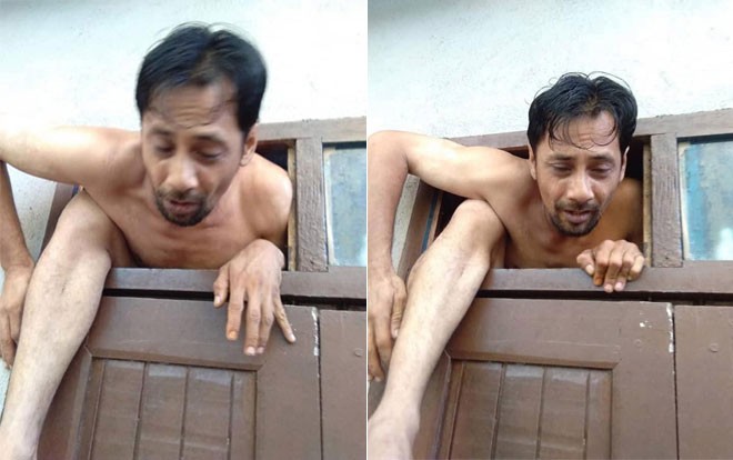 Lén nhìn phụ nữ tắm bị bắt gặp, kẻ biến thái trần như nhộng vội vàng tháo chạy qua cửa sổ-1