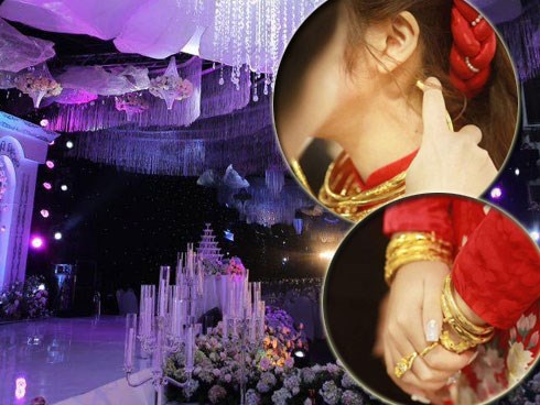 Cô dâu đeo vàng nặng trĩu trong đám cưới chi 2,5 tỷ tiền bắc rạp, trang trí 100% hoa tươi