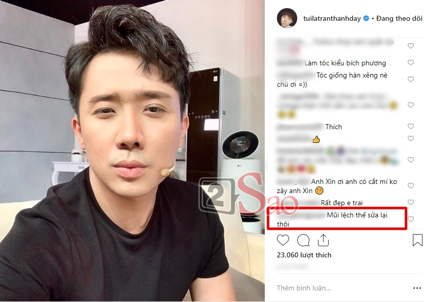 Trấn Thành khoe tóc mới nhưng fan lại khuyên đi sửa lại mũi vì nhìn lệch quá lệch-1