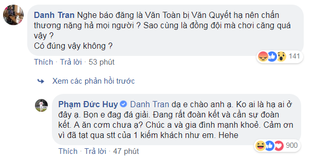 Đức Huy đáp trả đanh thép vụ fan nói Văn Quyết khiến Văn Toàn chấn thương-2