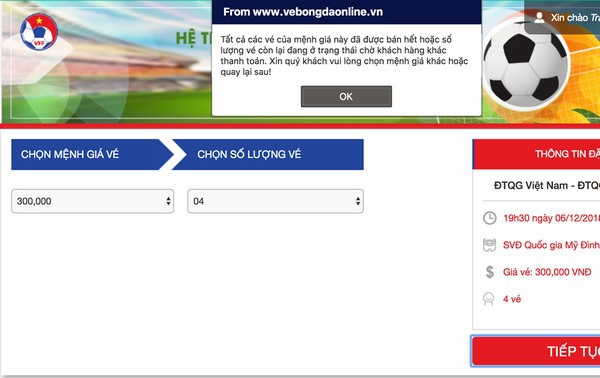 Dân mạng phẫn nộ vì cò” vẫn có vé dù trang web mua vé của VFF bị sập”-1