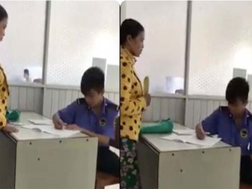 Thực hư clip bảo vệ bệnh viện thay nhân viên y tế đo mắt cho bệnh nhân