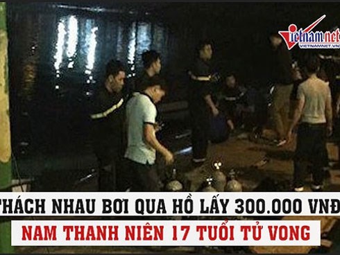 Thách nhau bơi qua hồ lấy 300 nghìn đồng, nam thanh niên 17 tuổi tử vong