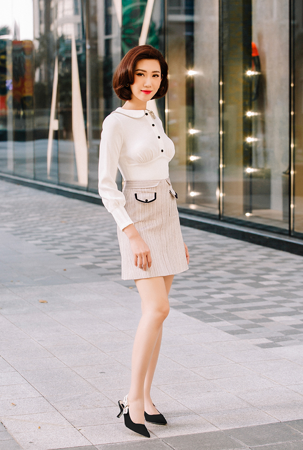 Thúy Ngân khoe thời trang đúng chuẩn hoa hậu-1