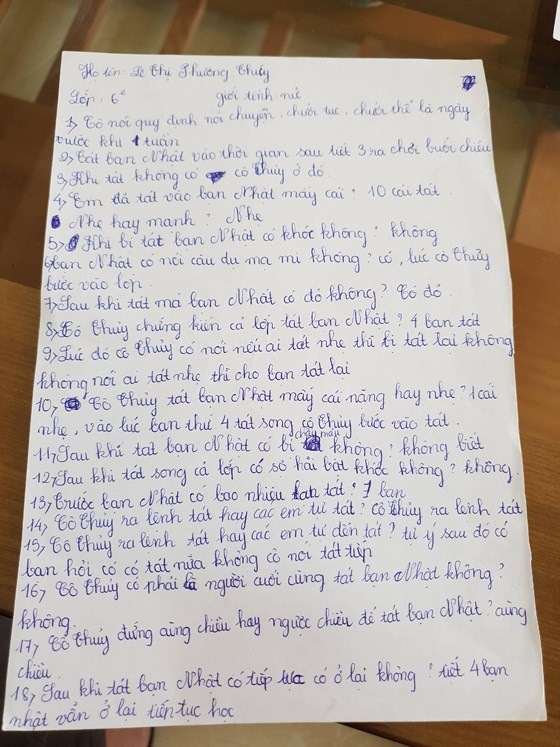 23 học sinh phải trả lời 19 câu hỏi để tìm hiểu sự thật của 231 cái tát: Tôi đã khóc khi đọc 2 câu-2