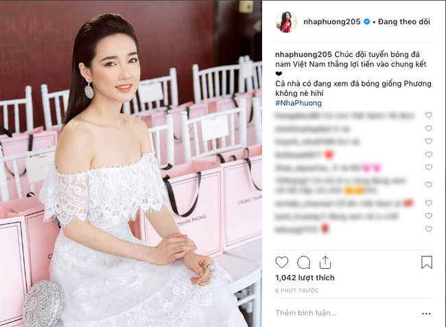 Nhã Phương đăng ảnh cổ vũ đội tuyển Việt Nam nhưng cư dân mạng lại phát hiện chi tiết thú vị này-1