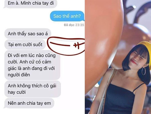 Luôn miệng cười, cô gái bị bạn trai chia tay vì 