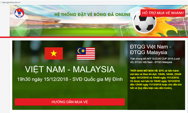 Ban tổ chức cảnh báo giả mạo trang đặt vé online xem chung kết AFF Cup-1