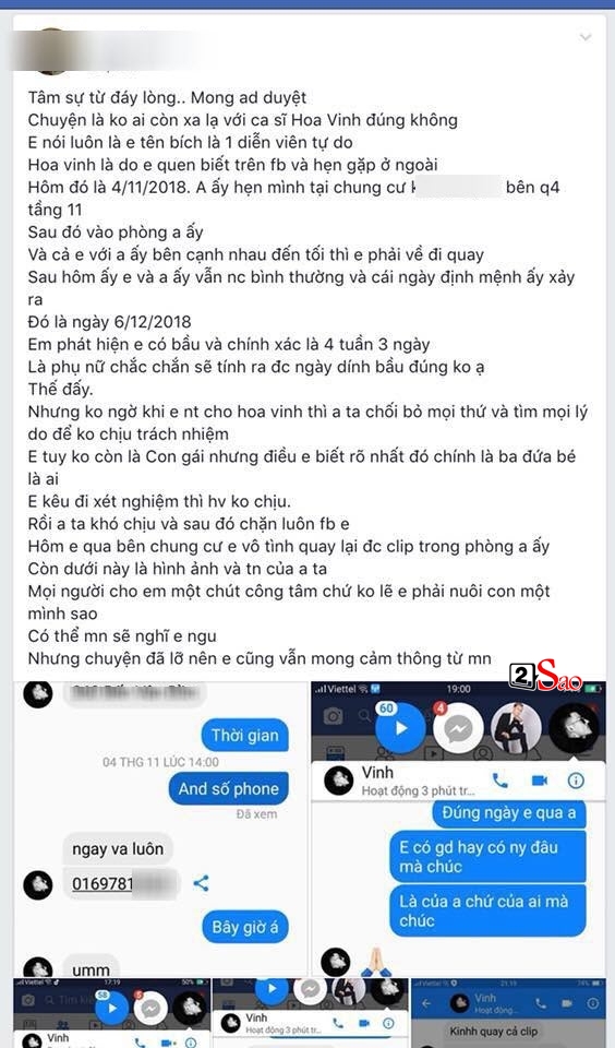 Nữ diễn viên tố Hoa Vinh làm mình có bầu rồi block Facebook bùng trách nhiệm là ai?-1