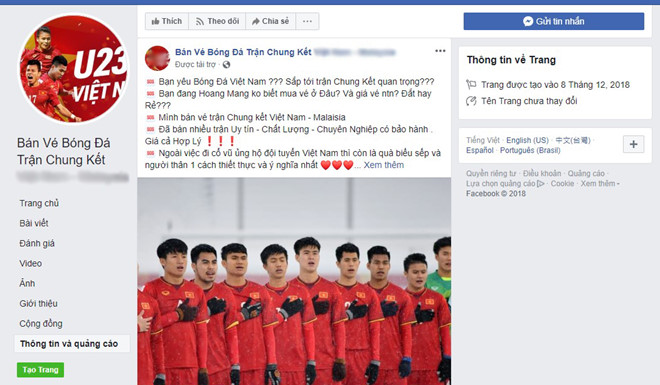 Phe vé lập page, chạy quảng cáo Facebook để bán vé chợ đen-1