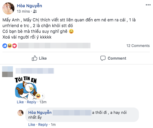 Dường như Hoà Minzy cảm thấy khó chịu khi bạn bè cứ nhắc đến Công Phượng và tỉ số HOÀ thì phải?-1