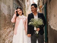 “Bà bầu” Thanh Thúy đẹp rạng ngời cùng chồng dạo phố Hà Nội