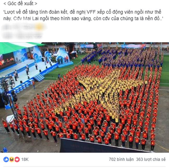 Lầy như CĐV Việt: Đề nghị xếp chỗ cho CĐV Malaysia ngồi theo hình ngôi sao 5 cánh giữa rừng cờ đỏ ở Mỹ Đình-3