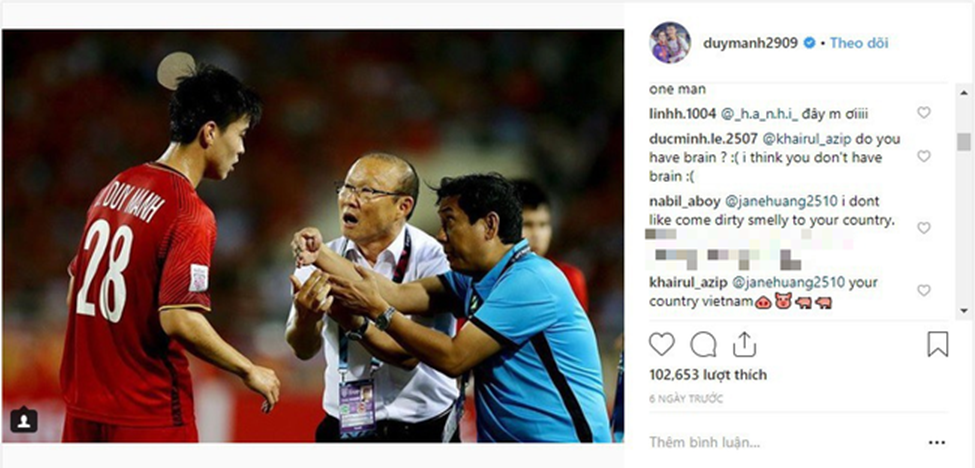 Cầu thủ Duy Mạnh lần đầu lên tiếng giữa tâm bão bị CĐV Malaysia tấn công bằng bàn phím trên Instagram-1