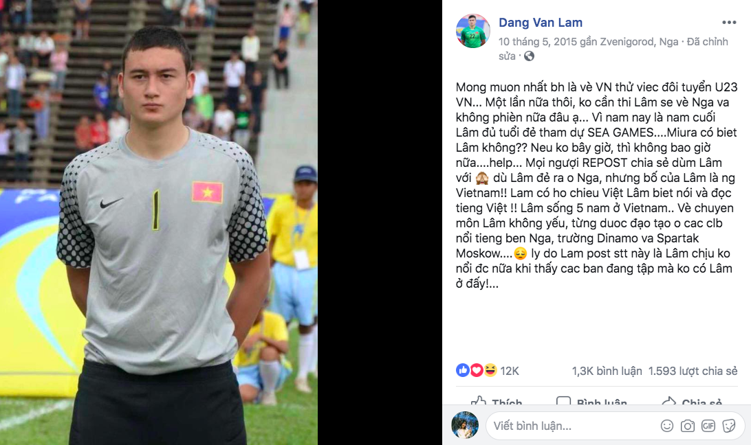 Tâm thư tha thiết của Lâm Tây 3 năm trước: Muốn về Việt Nam thử việc cho U23, nếu không được sẽ về Nga và không phiền nữa đâu-1