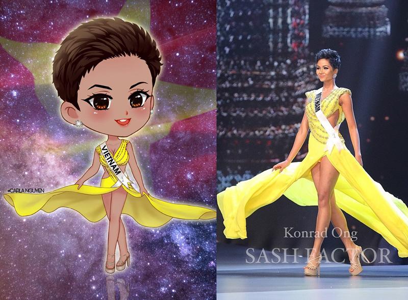 Trước giờ G, cùng ngắm lại bộ ảnh chibi tuyệt đẹp của Hhen Niê tại Miss Universe-1