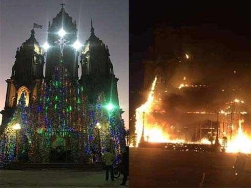 Trường THCS Nhật Tân cháy lớn dữ dội, học sinh hoảng loạn tháo chạy-2