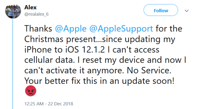 Nhiều iPhone trên toàn thế giới gặp lỗi mất kết nối di động sau khi cập nhật iOS 12.1.2-1