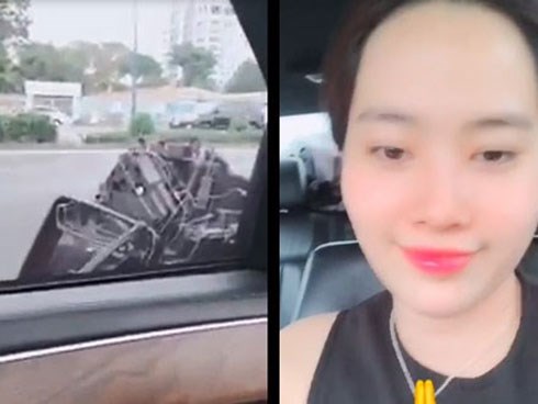 Ô tô nát gương sau va chạm với xe bus, chị em Nam Anh - Nam Em vẫn hớn hở vì của đi thay người