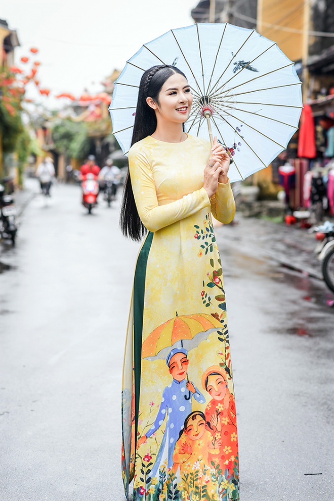 Hoa hậu Ngọc Hân diện áo dài truyền thống lấy cảm hứng từ ca dao tục ngữ-13