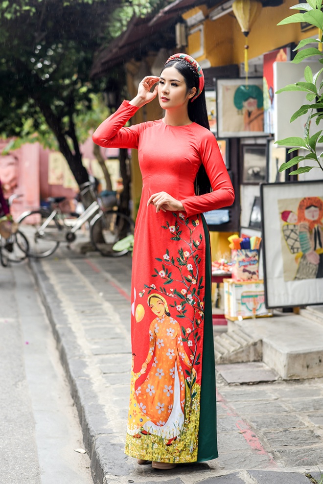 Hoa hậu Ngọc Hân diện áo dài truyền thống lấy cảm hứng từ ca dao tục ngữ-2