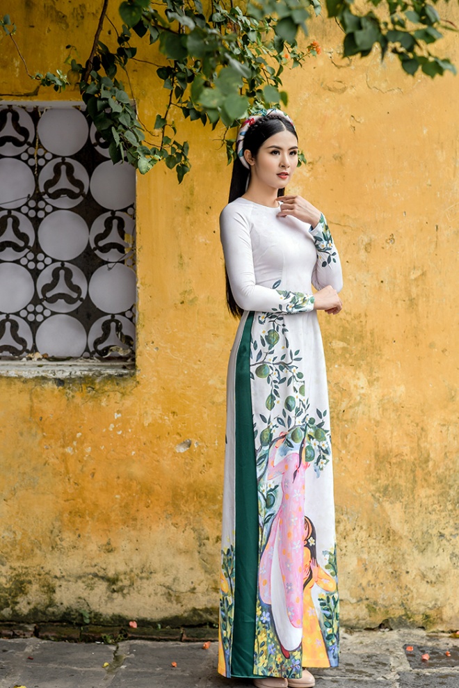 Hoa hậu Ngọc Hân diện áo dài truyền thống lấy cảm hứng từ ca dao tục ngữ-3