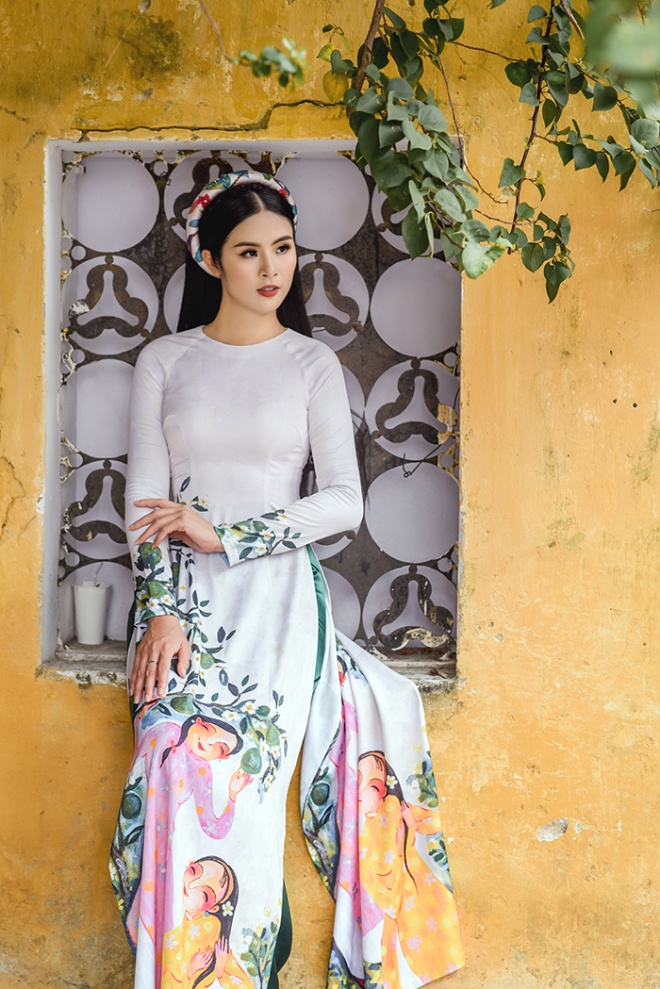 Hoa hậu Ngọc Hân diện áo dài truyền thống lấy cảm hứng từ ca dao tục ngữ-4