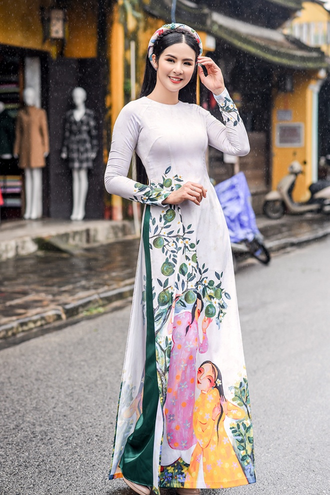 Hoa hậu Ngọc Hân diện áo dài truyền thống lấy cảm hứng từ ca dao tục ngữ-5