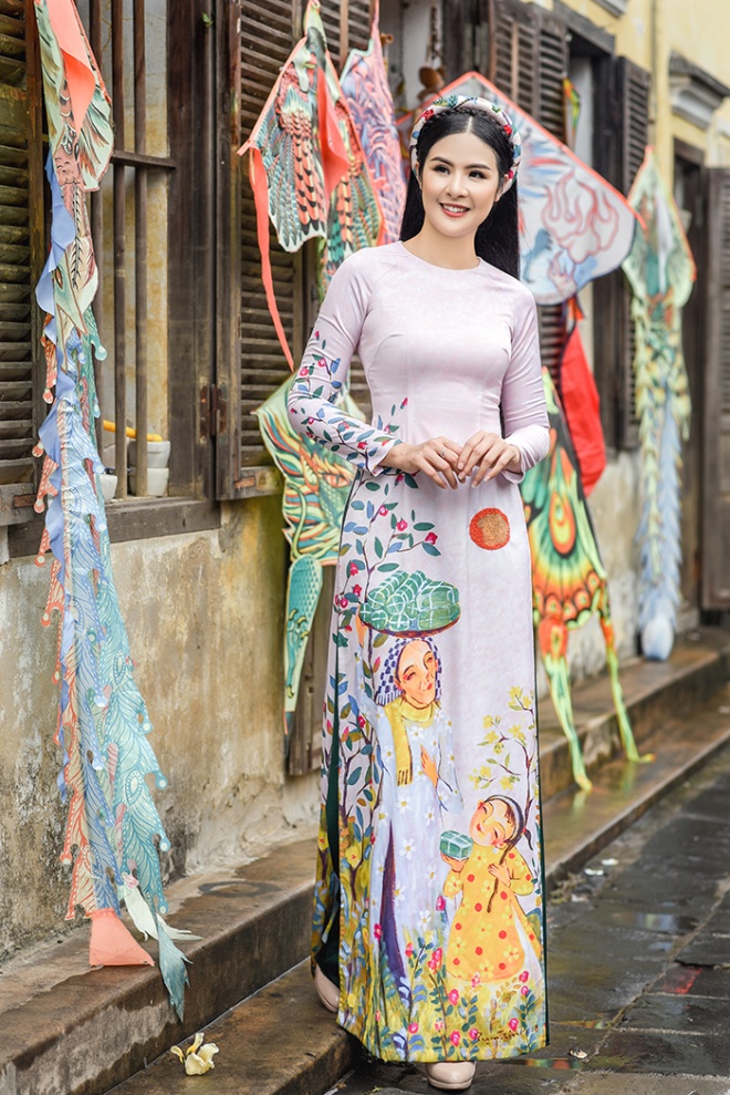 Hoa hậu Ngọc Hân diện áo dài truyền thống lấy cảm hứng từ ca dao tục ngữ-8