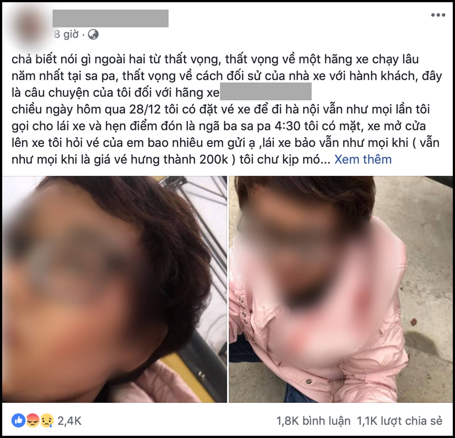 Thắc mắc tiền vé xe khách tăng thêm 100 nghìn, người phụ nữ bị túm tóc đập đầu đến chảy máu: Tài xế lên tiếng-1