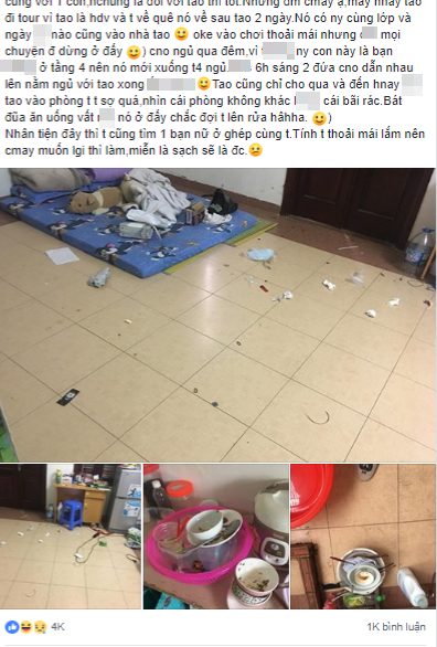 Cho bạn cùng phòng dẫn người yêu về ngủ, cô gái đứng hình không nhận ra phòng mình vì quá bẩn-1