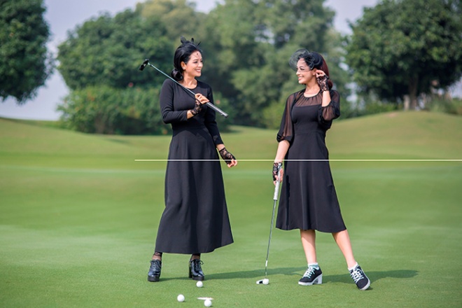 Thúy Hằng - Thúy Hạnh cổ điển và sang trọng khi hóa thân làm golf thủ-10