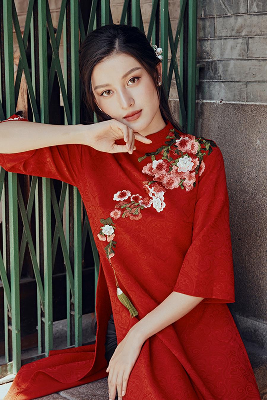 Á hậu Huyền My khác lạ trong bộ ảnh áo dài đón Tết-3