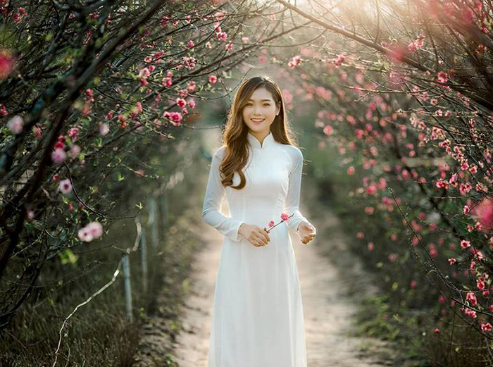 Nữ sinh Đại học Kinh tế Quốc dân đẹp rực rỡ bên hoa đào-7
