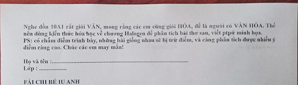 Khi cô giáo thích môn Văn nhưng bị bắt đi dạy Hóa thì cả lớp sẽ nhận đề thi bằng thơ-1