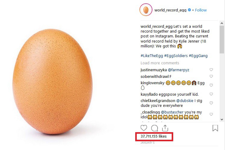 Bức ảnh quả trứng bất ngờ trở thành... hình ảnh được nhiều like nhất trên Instagram-1