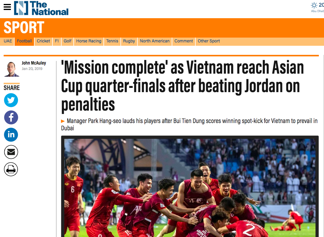 Báo nước ngoài đồng loạt đưa tin Việt Nam vào tứ kết: Rồng vàng Châu Á, sẽ đánh bại Nhật Bản ở Asian Cup-10