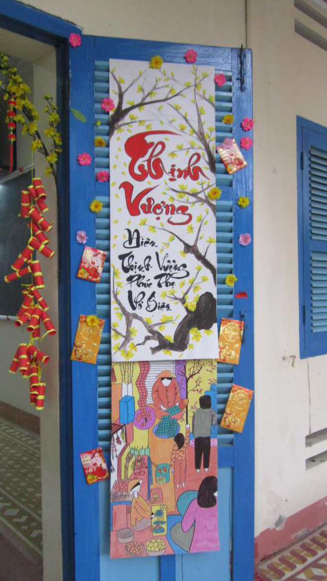 Lớp học trang hoàng đón xuân quá đẹp mắt khiến mọi người phải thốt lên: Tết về thật rồi!-3