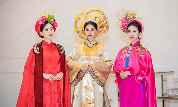 Hoa hậu Tiểu Vy mặc áo dài cung đình, đọ sắc Á hậu Phương Nga-Thuý An-5