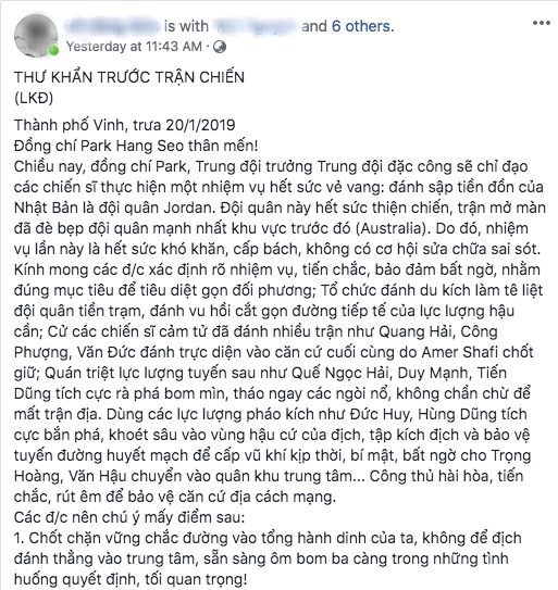 Bức thư khẩn gửi đội tuyển Việt Nam với phong cách chuyên Sử gây sốt MXH vì quá độc đáo và hào hùng-1