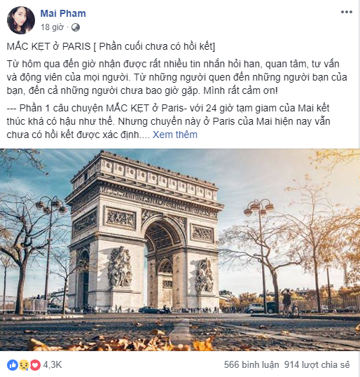 Nữ du khách Việt bị mắc kẹt trên đất Pháp: Chi phí ăn ở đi lại tại Pháp đã lên đến hơn 100 triệu đồng-1