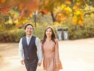 Tiến Đạt cười rạng rỡ bên bà xã giữa khung cảnh lãng mạn ở Hàn Quốc
