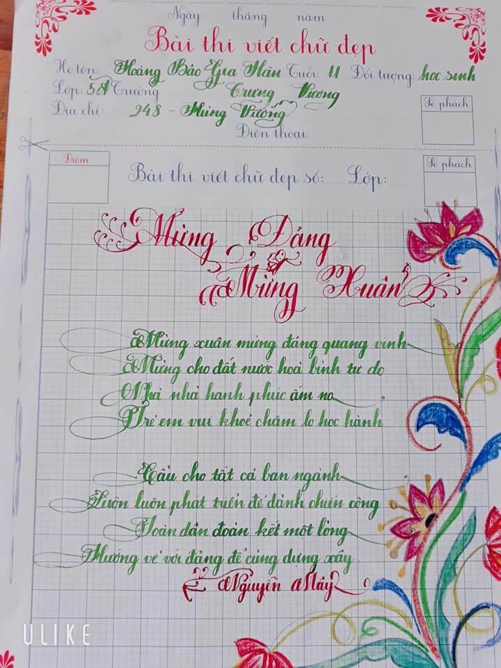 Ảnh: Nét chữ chào xuân của học sinh tiểu học như rồng bay phượng múa-1