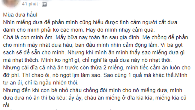 Đĩa dưa hấu đẹp mắt mẹ chồng để phần, chẳng ai ngờ lại ẩn chứa một bí mật khiến nàng dâu cay đắng-1