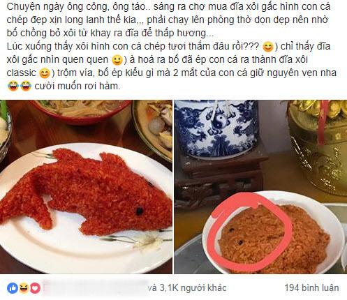 Nàng dâu lên mạng tố” bố chồng biến xôi cá chép thành xôi cá đuối”, dân mạng soi điểm lạ-2