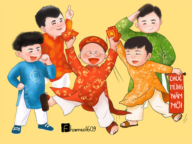 Cầu thủ Việt Nam tưng bừng đón Tết trong loạt tranh chibi đáng yêu-10